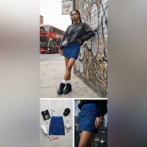 Aape by a bathing ape blue and black animal print skirt medium